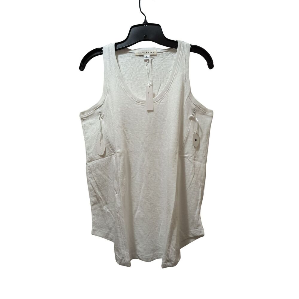 Loyal Hana Taylor Nursing Maternity Cotton Tank Top Small White Hidden Zips NWT
